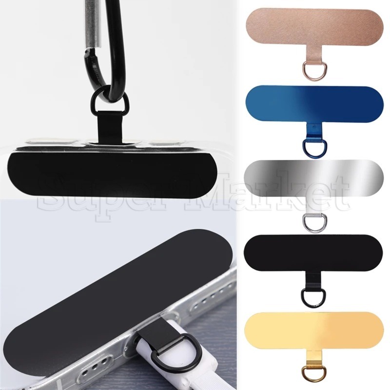 [ Featured ] Anti-loss Stainless Steel Phone Lanyard Card / Adjustable Cell Phone Clip Pad / Ultra Thin Mobile Phone Case Fixed Cards / Detachable Rope Patch/Smartphone Accessories