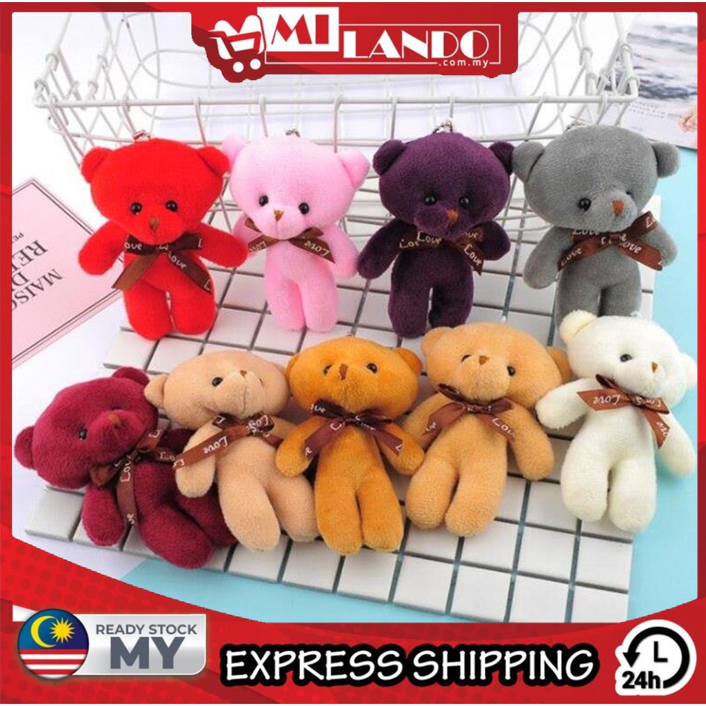 (12cm Height) MILANDO Key Chain 12cm Teddy Bear Plush Toy Key Chain Bag Decoration (Type 2)