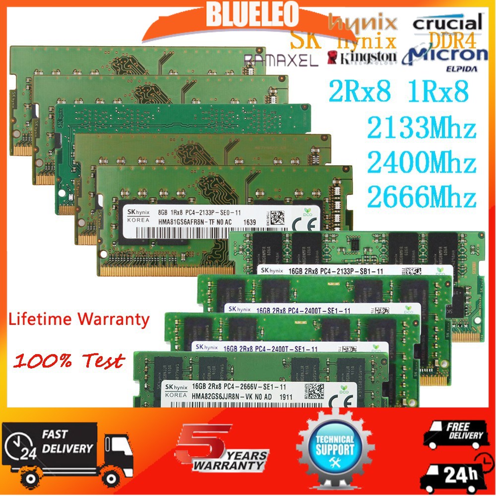 SK Hynix 4GB/8GB/16GB PC4 1Rx8 2Rx8 2133/2400/2666 DDR4 2133Hhz/ 2400Mhz/ 2666Mhz Laptop Memory Notebook RAM