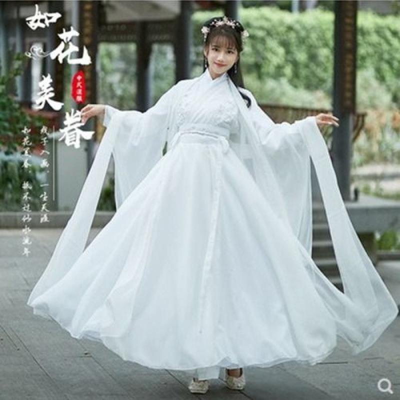 新品现货古典舞演出服女白色汉服女仙气飘逸古风超仙广袖清新淡雅仙女古装Classical dance performance attire, white Hanfu, and fairy like aurajiumei29.my潮流女装旗舰店20240111