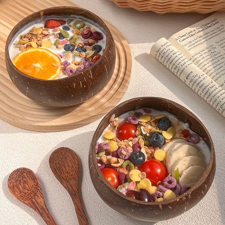 Coconut Bowl Natural Internet celebrity Coconut Bowl Coconut Shell Bowl Coconut Shell Bowl Cute Dessert Bowl Yogurt Bowl Home Salad Bowl