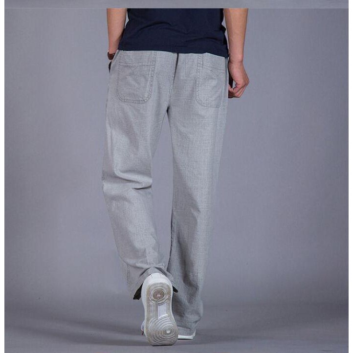 Premium Purpose Chinese men's trousers loose flax wide-legged pants summer big yards men tide fatty cotton linen slac... - Image 4