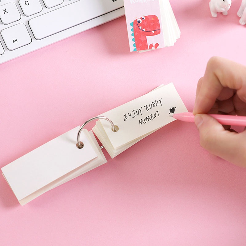 Durable Quality Cute Dinosaur Small Notebook Loose Leaf Word Card Message Study Course Tutorial Guide Kursus Versatil... - Image 2