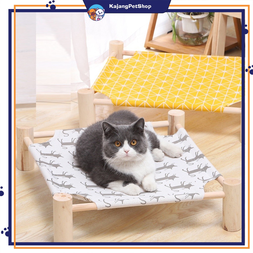 [KajangPetShop] Cat Hammock Katil Kucing Elevated Wooden Hammock Washable Bed Pet Dog/Cat Bed Hammock Kucing