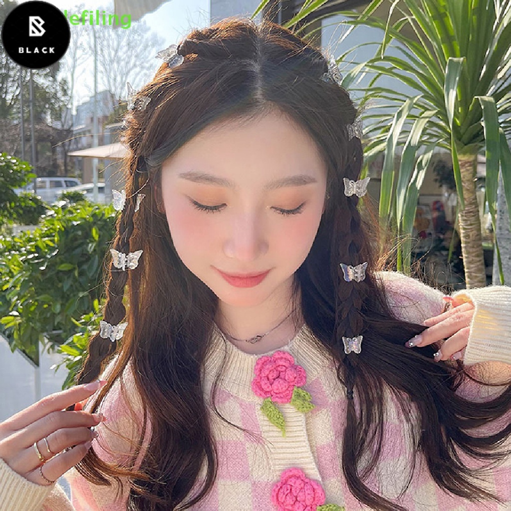 BL 10Pcs Mini Hair Clip Claw Lady Girls Braided Butterfly Clip Transparent Headwear Clamps Barrettes Plastic Hai