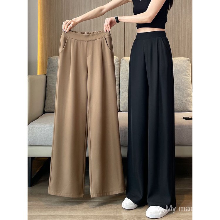 【Ready stock】Women Suit Pants Plus size High Waist Drape Wide Leg loose Pants Thin Casual Narrow Version Small Straight Women Pants Trendy seluar seluar slack wanita palazo plus size palazzo pants
