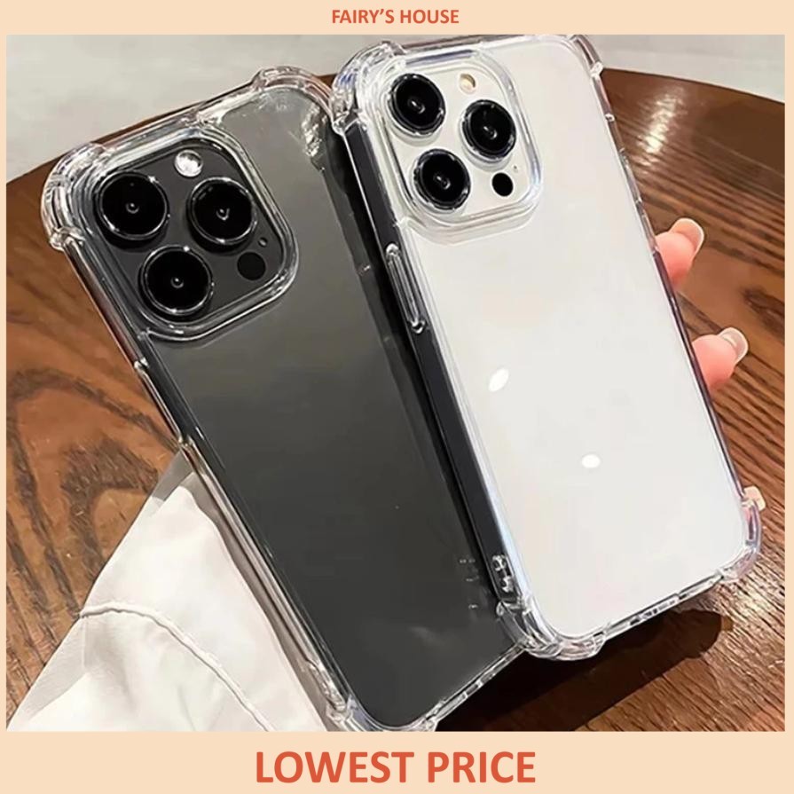 [Ready Stock] Iphone Casing Anti-Drop Clear Hard Case Transparent Phone Back Cover For 15 14 13 12 11 XS