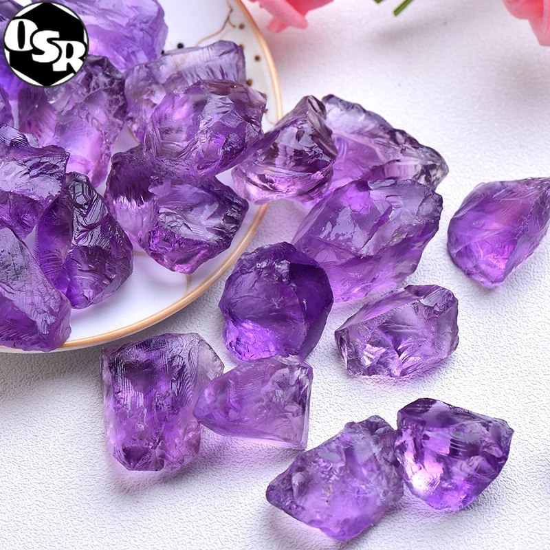 OSR Natural Brazilian Purple Amethyst Gems Cluster Quartz Crystal Geode Healing Stones Specimen Home Decor Crafts