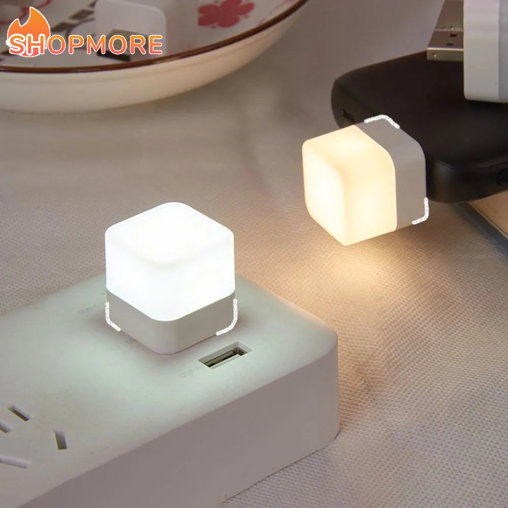 USB Night Light Mini LED Night Light USB Plug Lamp Power Bank Charging USB Book Lights Small Square Reading Eye Protection Lamps