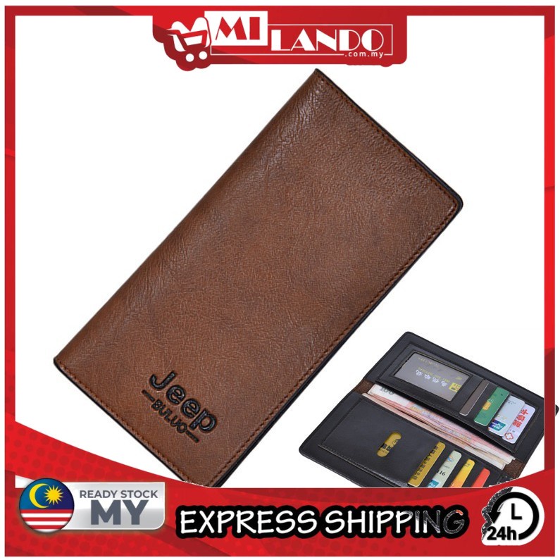 MILANDO Men Long Wallet Bifold PU Leather Slim Wallet Card Holder Clutch Bag Dompet Lelaki 钱包皮夹 (Type 3)