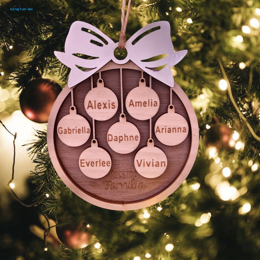 QG Unique Christmas Gift Idea Engraved Name Christmas Ornament Personalized Wooden Christmas Pendant for Festive Holiday Decor Engravable Name Board Ornament Southeast Asian