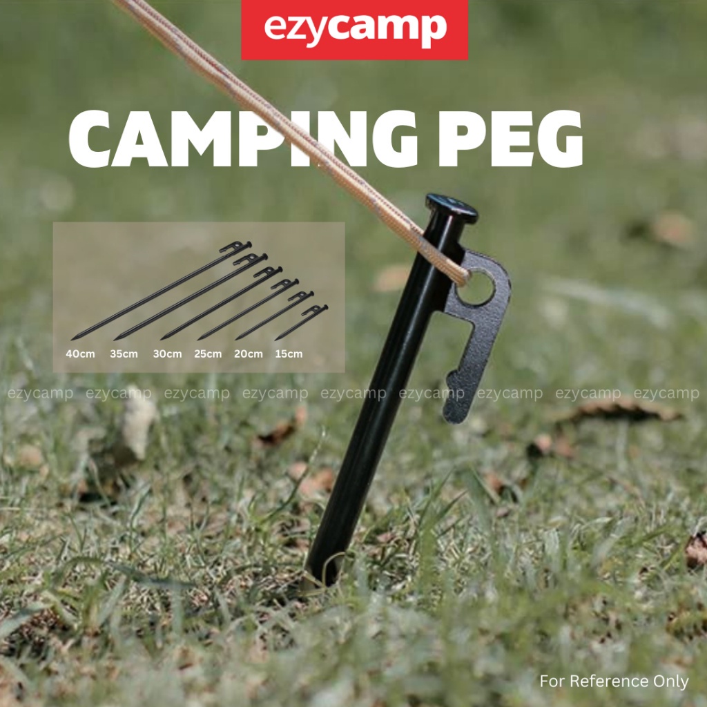 Camping Tent Nail Peg Pancang Khemah Besi 20/30/40cm Heavy Duty Pole Holder for Flysheet Tarp Awning