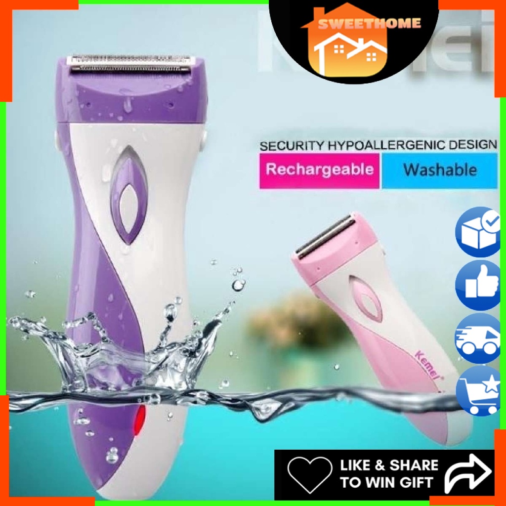 Kemei  Rechargeable Epilator Skin-friendly Women Electric Shaver Hair Remover Shaving Pencukur Elektronik Wanita Lady