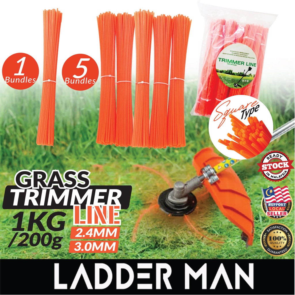 3.0MM 2.7MM 2.4MM Tali Mesin Potong Rumput Tahan Lasak Grass Trimmer Line Cutter String Nylon Squareline Heavy Duty
