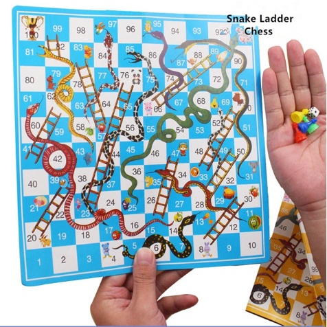 【New Stock】Portable Board Games Paper Snake Ladder Flying Chess Set Family Party Games Toys