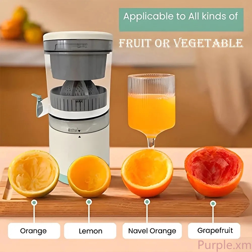 【New】Cordless Electric Citrus Juicer Machine With Tap 2400mAh USB Rechargeable Hands-Free Portable Fruits Juice Blender