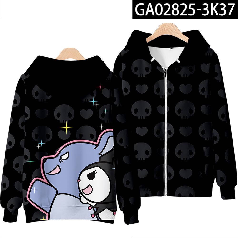 Essential Premium New Anime Kuromi My Melody Jacket Hooded Tops Long Sleeve Coat Casual Loose Graphic Sports Outerwea... - Image 5