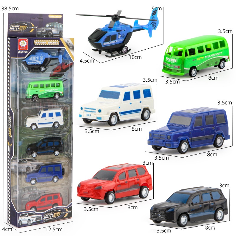 Premium Must 6pcs Set Cartoon Mini Pull Back Military Model Toy Car Fire Truck City Police Helicopter Racing Toys Boy... - Image 5