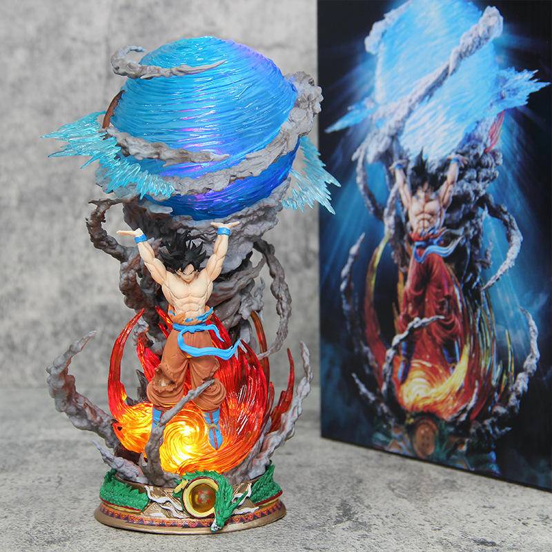 23CM Dragon Ball Genki Bomb Hunter Goku hand puppet lighting effects miniature statue model ornaments