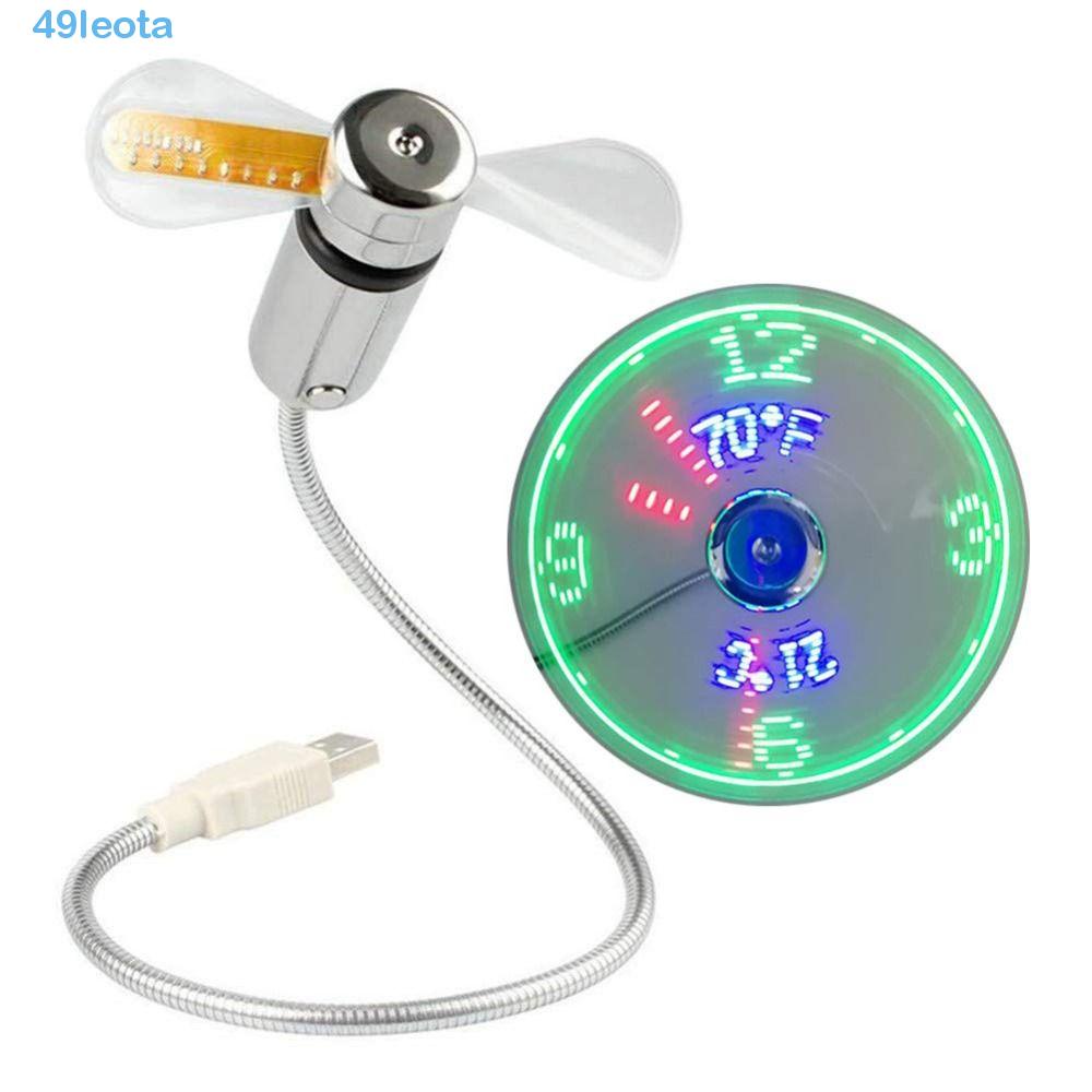 LEOTA LED Clock Fan, USB Flexible Gooseneck Clock Cool Fan, Mini Portable Gadgets Time Temperature Display Adjustable Laptop