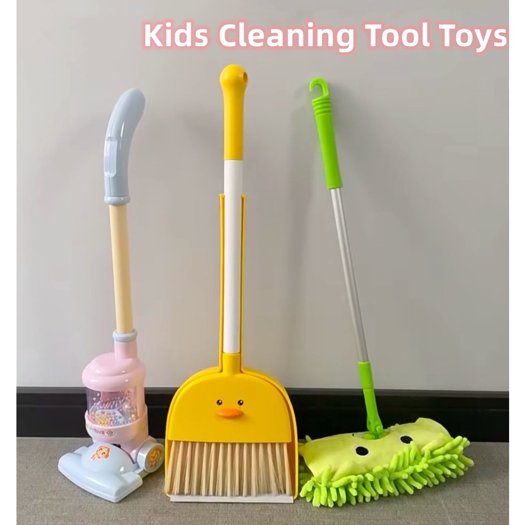 Kids Toys Pretend Play Cleaning Toys Vacuum Cleaner Floor Broom Dustpan Stretchable Mop Set Play-house Toys for kids boys girls Mainan Budak Perempuan  女童玩具
