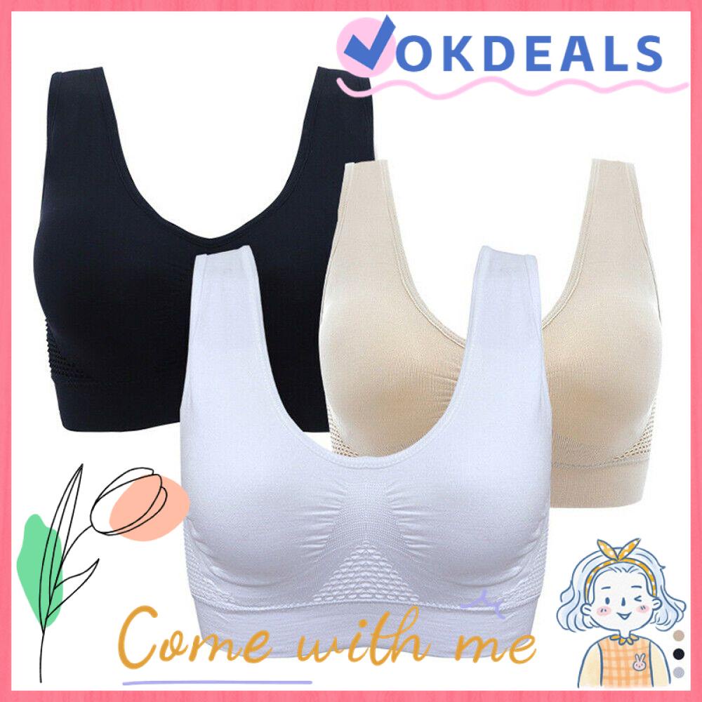OKDEALS Fitness Gym Sports Bra With Pad Yoga Sports Wear Push-Up Vest Wireless Women Workout Breathable Shockproof Underwear