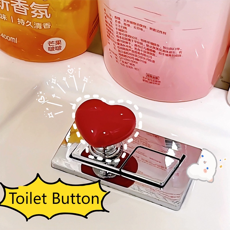 Colorful Heart Shaped Toilet Press Pushers Creative Bathroom Tank Auxiliary Button Accessories