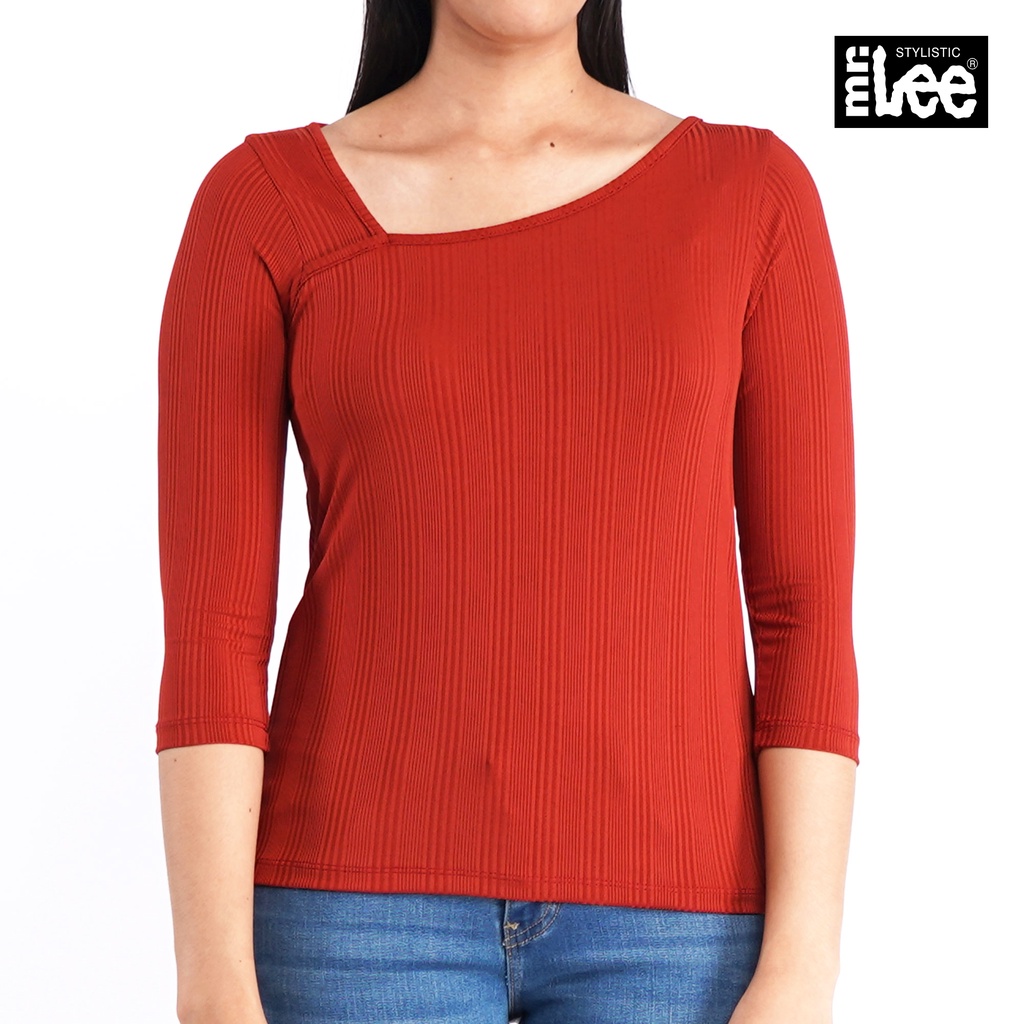 Stylistic Mr. Lee Ladies Basic Tees 3/4 Sleeve Trendy Fashion Apparel Regular Fit 147314-U (Rust)