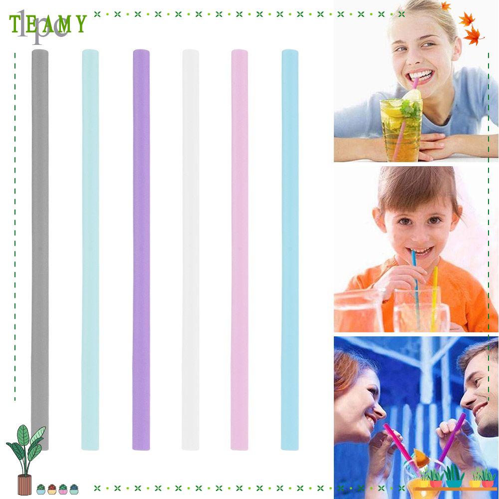 TEAK Portable Straight Bend Candy Color Wedding Silicone Drinking Straws Filter Reusable Bar Accessories Eco-Friendly Barware Pipette/Multicolor