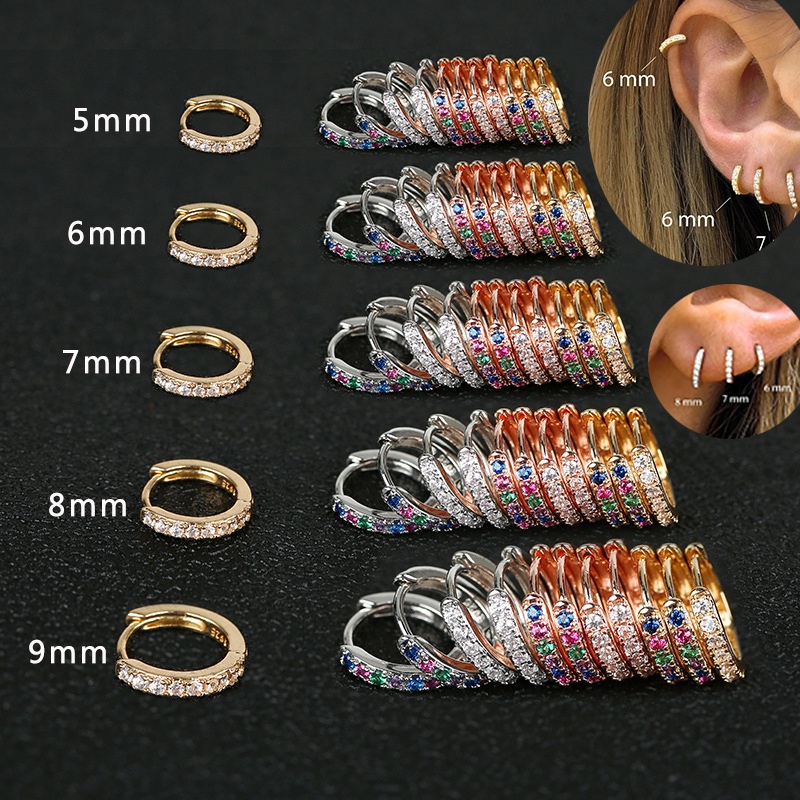 2Pcs Rainbow Little Huggies Hoop Earrings Girl Tiny Rings Cartilage Small Helix Piercing Tragus Circle Men Hoops Copper