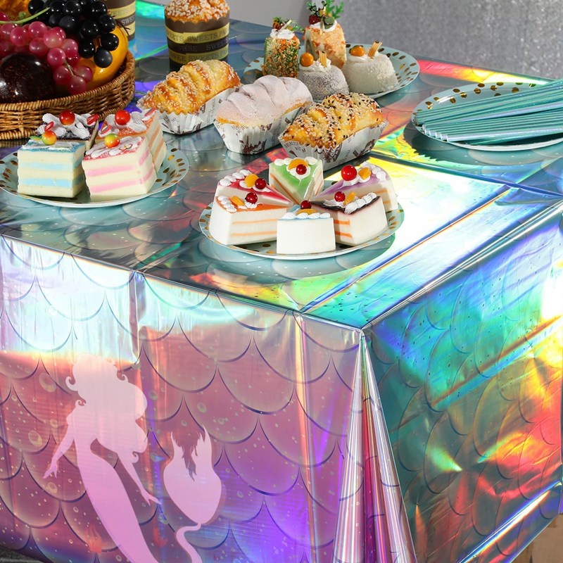 Multi Have 4 Style Party Plastic Tablecloth Strawberry Soccer Disposable Table Cover Mermaid Gender Reveal Waterproof...