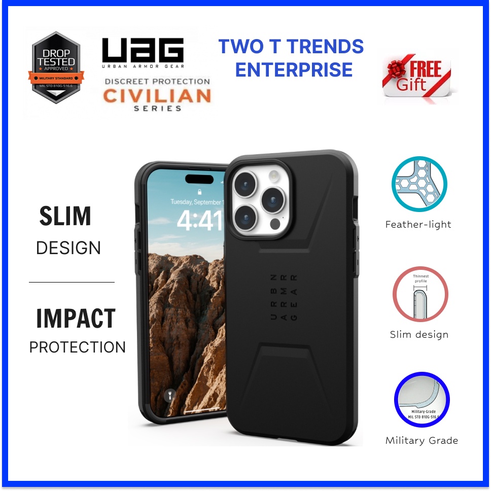 i Phone 15 Pro / i Phone 15 Pro Max UAG Civilian Mag Charge Series Military Drop Protection Case Bumper Cover ORI