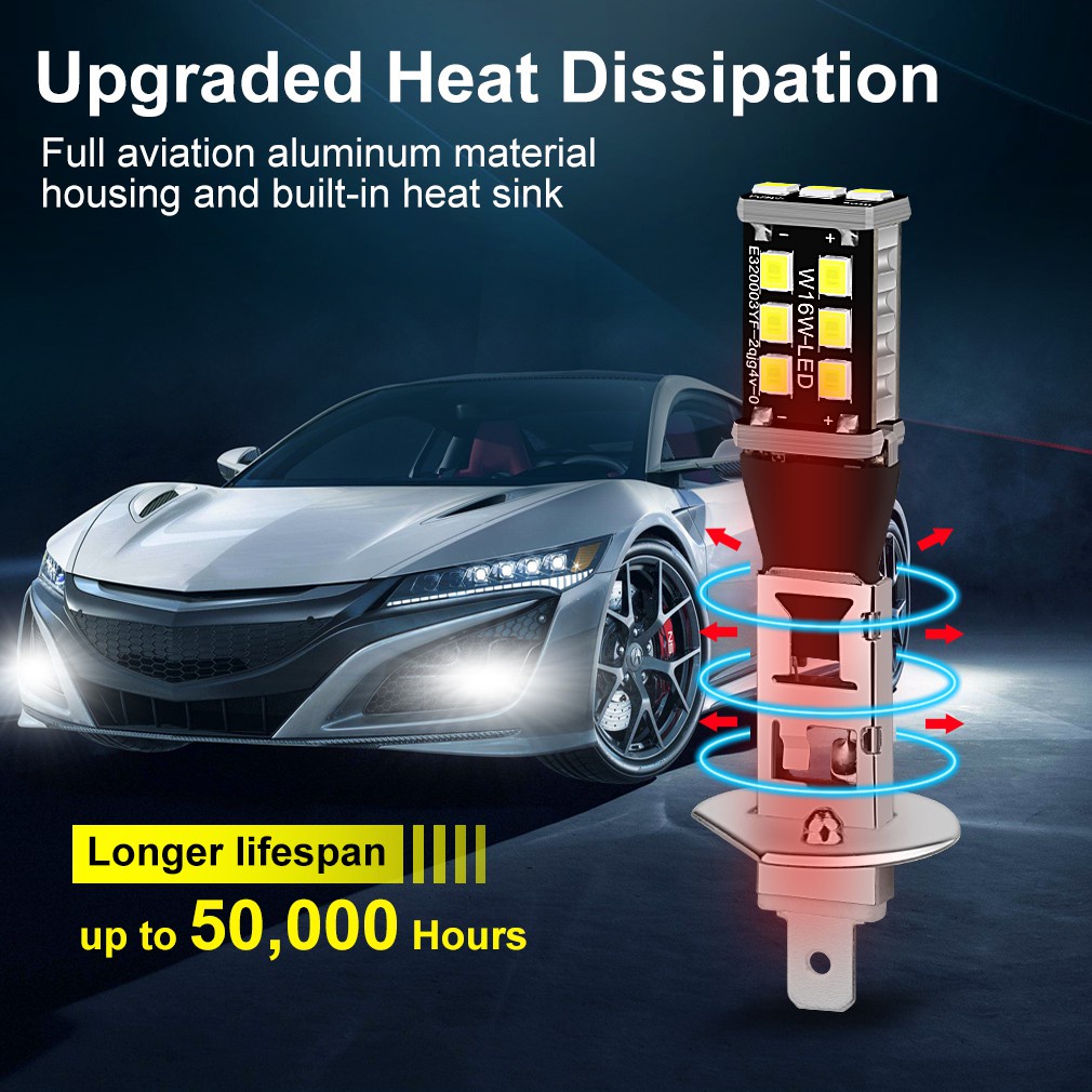 Quality Must PZ 1Pc Super Bright H1 H3 LED Bulb 15SMD 2835 Car Fog Lights 6000K White Driving Running Lamp Automobile... - Image 2