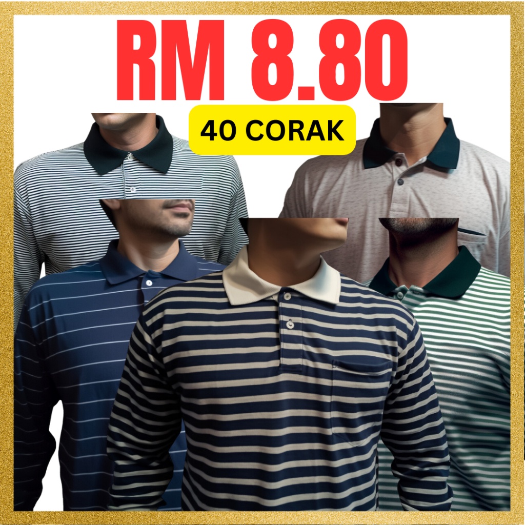 Baju Kerja Berkolar Lengan Panjang Polo Long Sleeve Poket Kocek Baju Kerja Kebun Kelapa Sawit Durian Long Sleeve