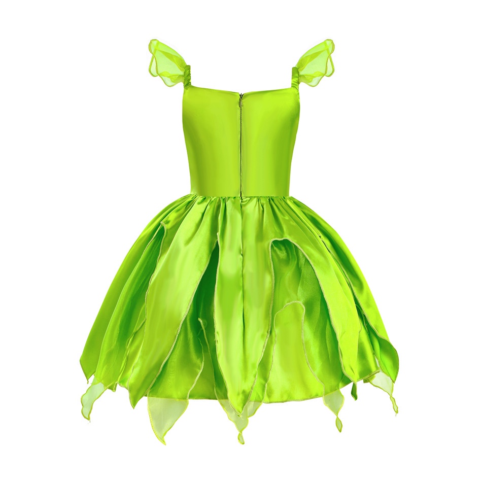 Purpose Premium Tinkerbell Princess Dress tinker bell Halloween cosplay Green Wings Fake Three-Piece Set Headwear Gir... - Image 4