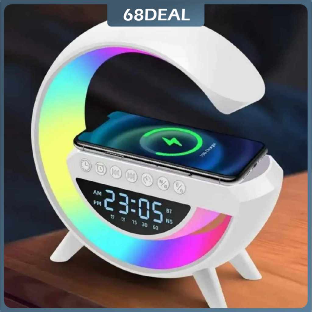 [Johor Stock] 4in1 LED Atmosphere Light RGB Wireless Charger Bluetooth Speaker Table Lamp Over 10 Modes Light Color