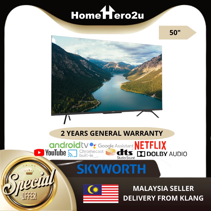 Skyworth 50 Inch 50SUE7600 4K TV UHD Ultra HD Android Chromecast Netflix Youtube Google LED Television 50SUE8000