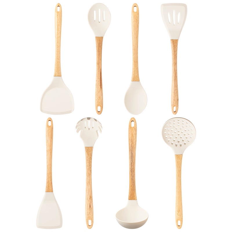 Prep Bakeware KEMORELA Beech handle silicone spatula kitchen utensils eight-piece set frying shovel non-stick pan hou... - Image 2