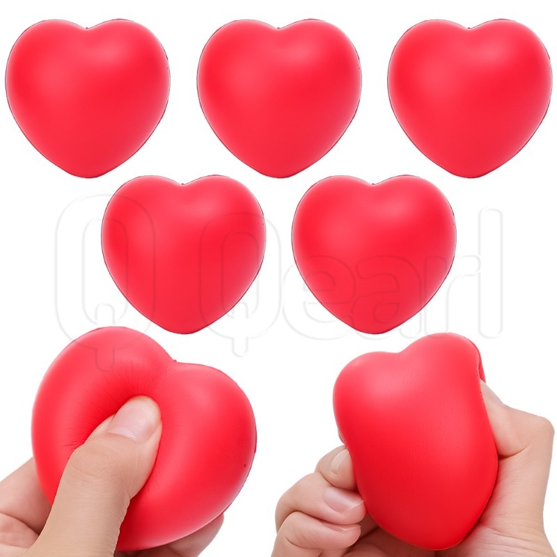 Kawaii Red Heart Stress Ball / Soft Elastic Foam Anti Stress Vent Ball / Children's Squeeze Toy / Adult Office Decompression Toys / Novelty Stress Pressure Relief Gift