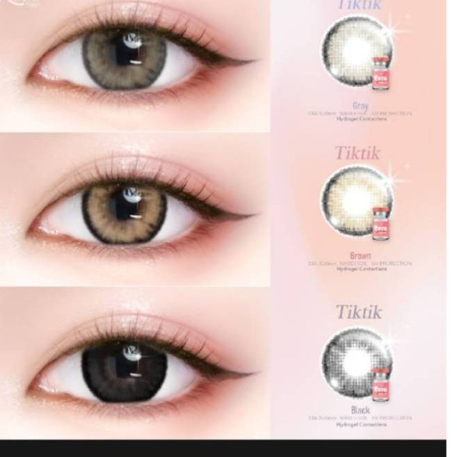 New Pattern Tiktik brown/gray Big Eye Size High Water Content Light-Filtering Lenses Fda Approved.