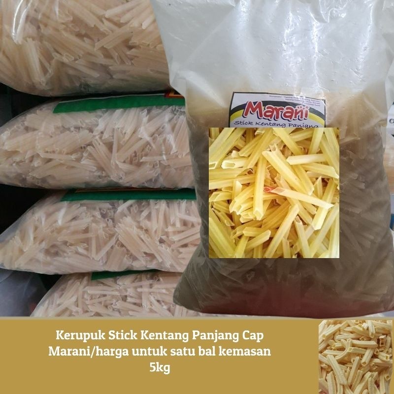 Kerupuk Mentah Stick Kentang Panjang Cap Marani/harga untuk satu bal kemasan 5kg