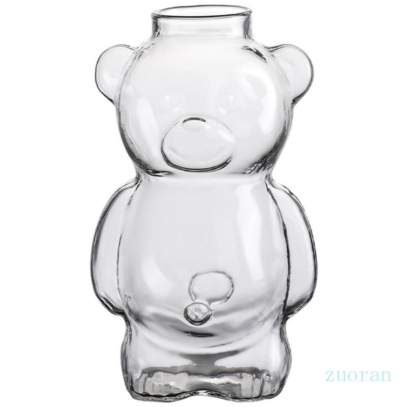 zuo Cartoon Bear Shaped Coffee Mug Clear Glass Cup Cocktail Glass Novelty Juice Glasses Drinkware for KTV Bar Club Parti
