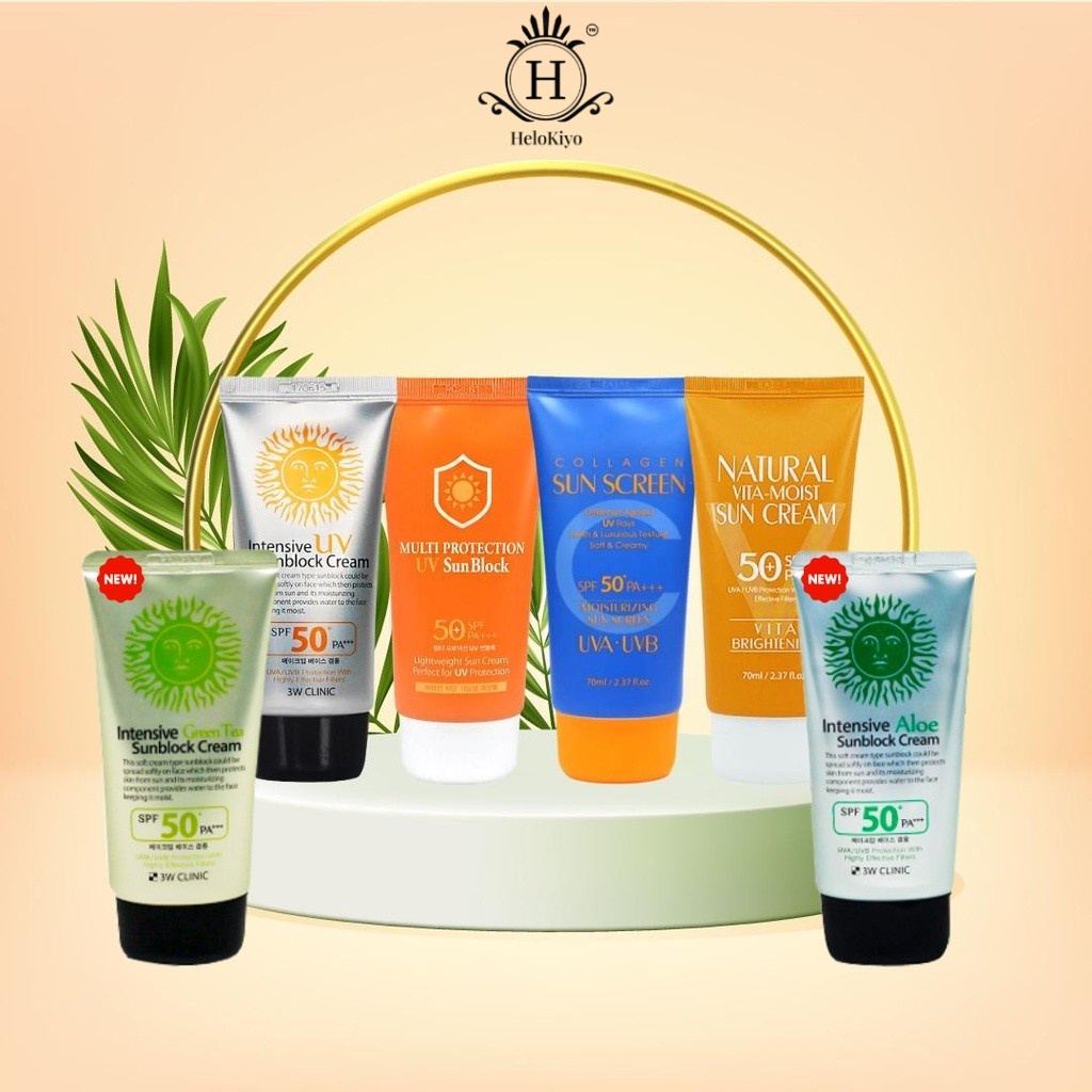 3W Clinic Intensive UV Sun Block Cream / Collagen Sunscreen / Natural Vita Moist Sun Cream 70ml