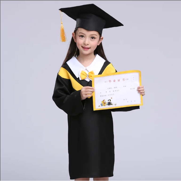【】Party Girls Bachelor Gown Graduation Jacket Suit Cosplay Costumes Fancy Graduate Kids Academic Uniform Cap Baby Gradua