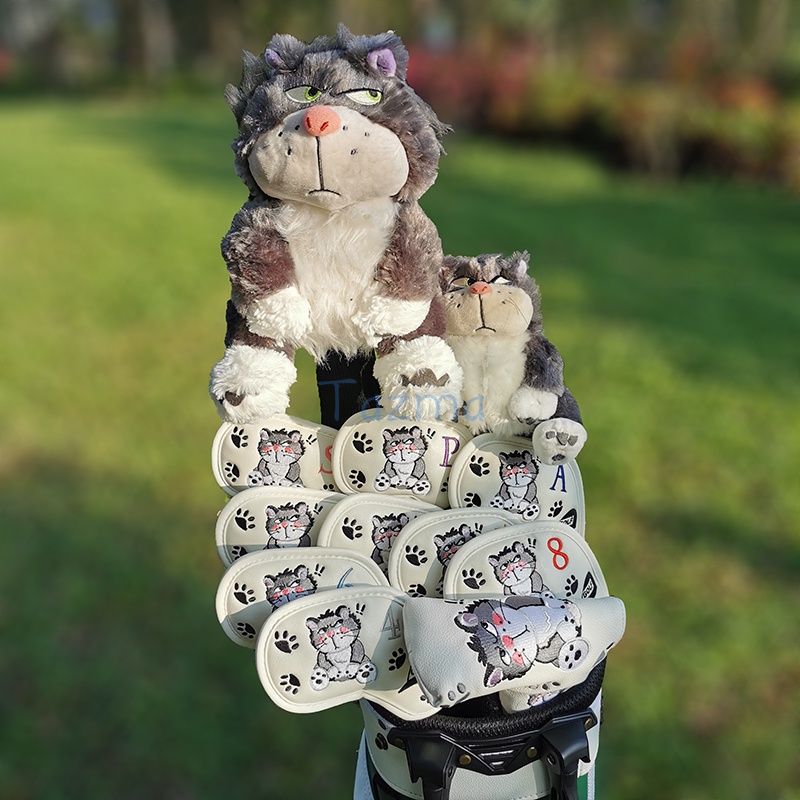 Golf Personalized Cat Club Driver Fairway Woods Hybrid Ut Putter and Mallet Putter Cover Sports Golf Club Accesories Equipment Golf Cover