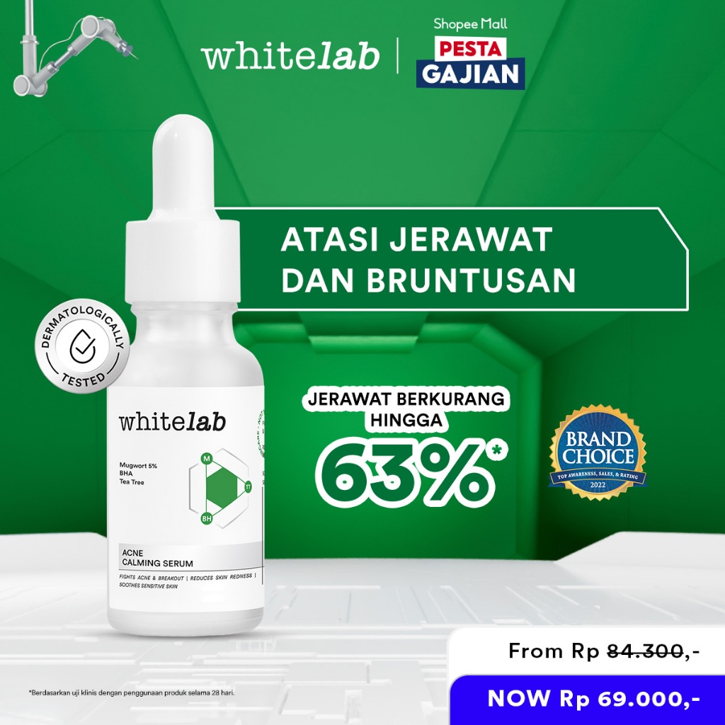 WHITELAB Acne Calming Serum - Serum for Acne, Blemishes and Oily Skin With Mugwort, BHA & Tea Tree
