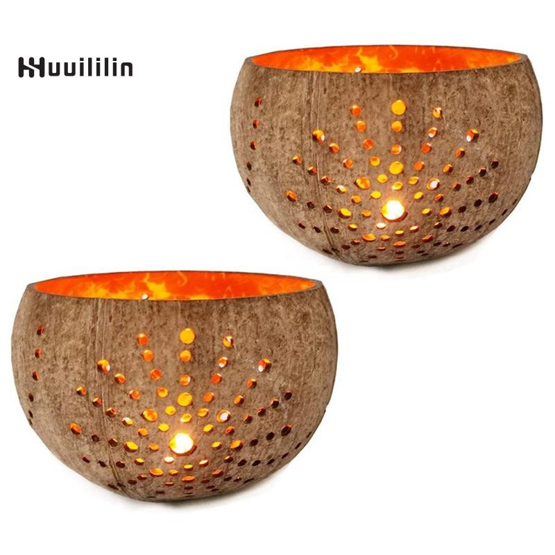 Candle Holders,Handmade Coconut Shell Candle Holder for Tealight Small Pillar Rustic Candle Coconut Shell Bowl