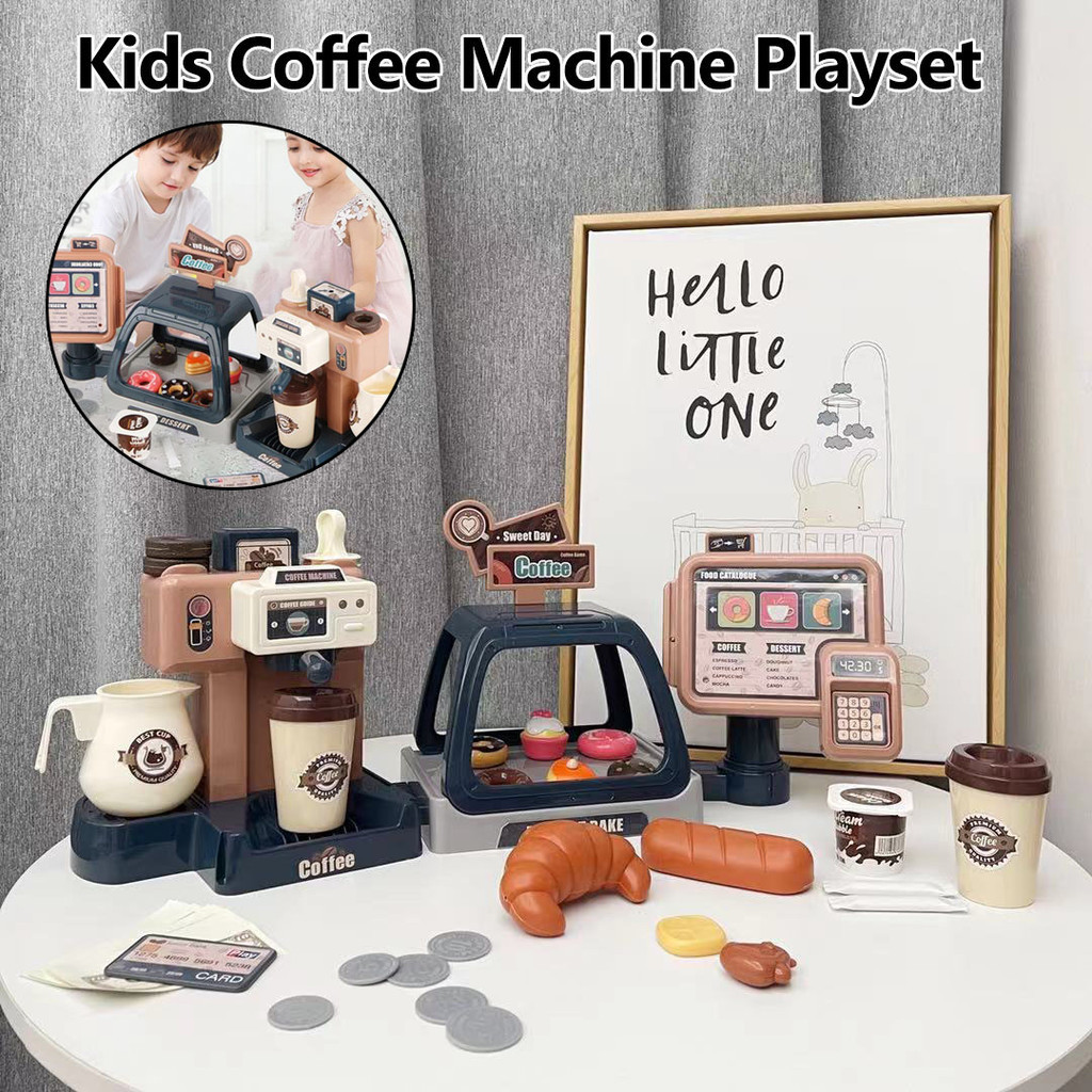 Kids Coffee Machine Playset Ice Cream Noodles Machine Toy Set Kitchen Toys for Kids Sound&Light Mainan Masak Masakan