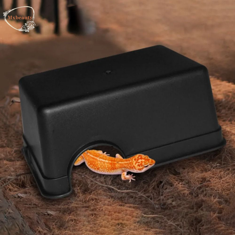 MXBEAUTY Snake Shelter House, S/M/L Plastic Reptile Hide Box, Small Animal Hideaway Black Rectangle Reptile Caves Gecko