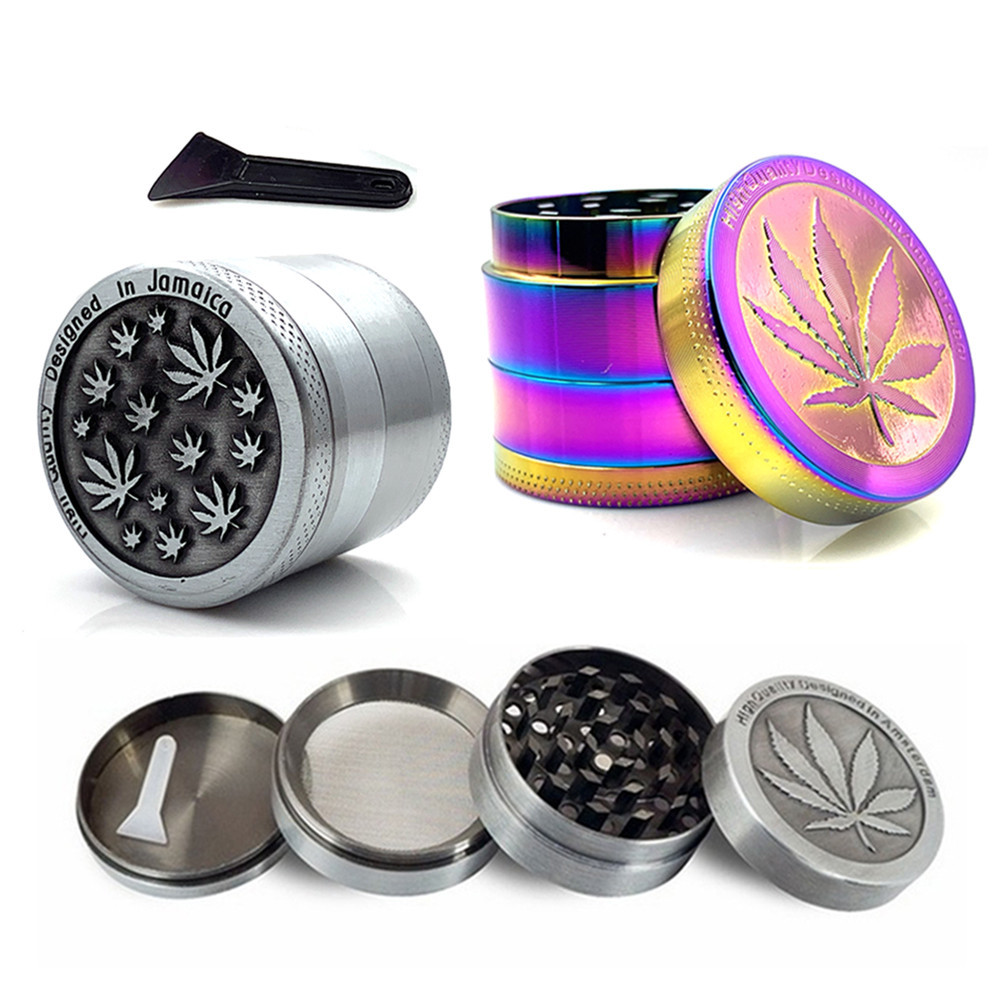 Leaf Metal Grinder 3 /4 Layer Mesh Screen Pollen Catcher Free Scraper Hot 40mm Herb Grinder